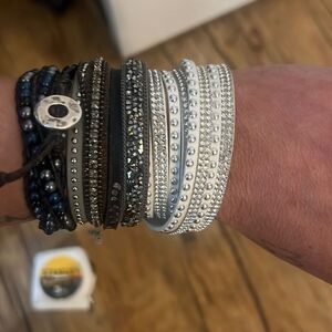 White Faux Suede Rhinestone Wrap Bracelet